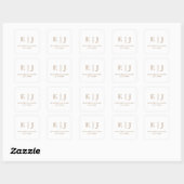 Sticker Carré Monogramme Simple Or Initiales De Couple De Mariag (Feuille)