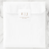 Sticker Carré Monogramme Simple Or Initiales De Couple De Mariag (Sac)