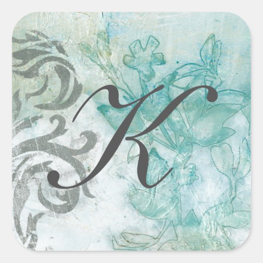Sticker Carré Monogramme | Spray de fleurs II (Devant)