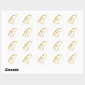 Sticker Carré Monogramme sur mesure O Faux Gold Foil Monogrammes (Feuille)