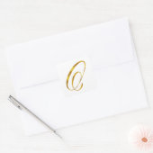 Sticker Carré Monogramme sur mesure O Faux Gold Foil Monogrammes (Enveloppe)