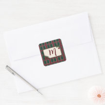 Monogramme Tartan Bordeaux Vert de Noël Héritage