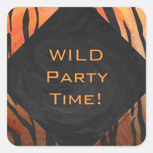 Sticker Carré Monogramme Tiger Motif d'impression orange chaud e