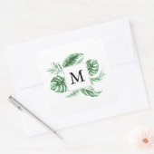 Sticker Carré Monogramme Tropical Green Frame (Enveloppe)
