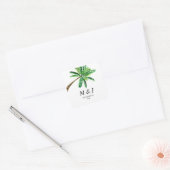 Sticker Carré Monogramme Tropical Summer Palm Tree (Enveloppe)