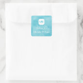 Sticker Carré Monogramme Turquoise Aqua simple et chic avec nom (Sac)