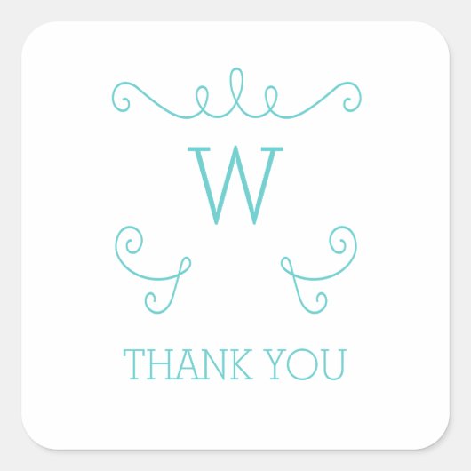 Sticker Carré Monogramme turquoise de Merci (Devant)
