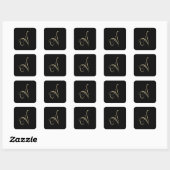 Sticker Carré monogramme V initial d'or (Feuille)