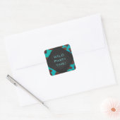 Sticker Carré Monogramme Vache Impression Brown et Turquoise (Enveloppe)