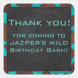 Sticker Carré Monogramme Vache Impression Brown et Turquoise