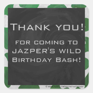 Sticker Carré Monogramme vert et blanc de vache