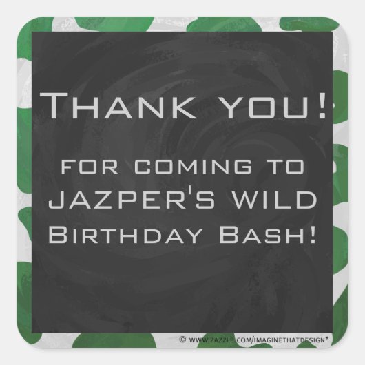 Sticker Carré Monogramme vert et blanc de vache (Devant)