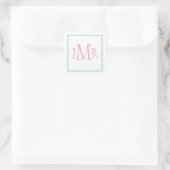 Sticker Carré Monogramme vert et rose de menthe (Sac)