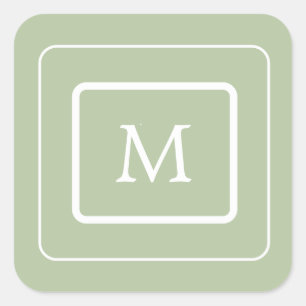Sticker Carré monogramme vert succulent moderne