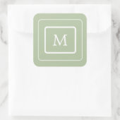 Sticker Carré monogramme vert succulent moderne (Sac)