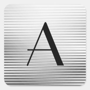 Sticker Carré Monogrammes Art Déco Satin Argent