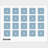 Sticker Carré Monogrammes blancs bleu poussiéreux Simple Minimal (Feuille)