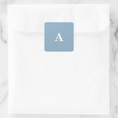 Sticker Carré Monogrammes blancs bleu poussiéreux Simple Minimal (Sac)