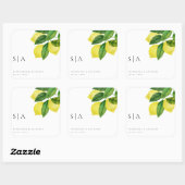 Sticker Carré Monogrammes Citron Citrus Branche Verdure Mariage (Feuille)