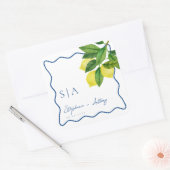Sticker Carré Monogrammes Citrus citron, Mariage frontalier de l (Enveloppe)