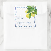 Sticker Carré Monogrammes Citrus citron, Mariage frontalier de l (Sac)