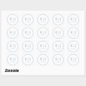 Sticker Carré Monogrammes Dusty Blue Elegant minimaliste Mariage (Feuille)