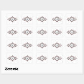 Sticker Carré Monogrammes Initiales Argent rose Gris Enveloppe P (Feuille)