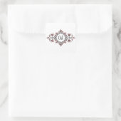 Sticker Carré Monogrammes Initiales Argent rose Gris Enveloppe P (Sac)