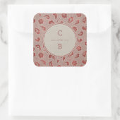 Sticker Carré Monographie de mariage campagnard rustique en dent (Sac)