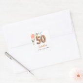 Sticker Carré Monographie d'eucalyptus rose floral 50e anniversa (Enveloppe)