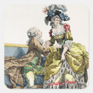 Sticker Carré Monsieur élégant proposant à Madame dans un