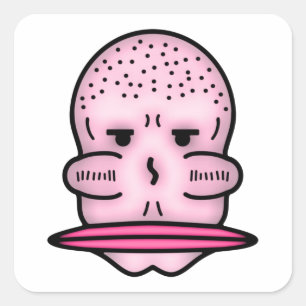 Sticker Carré Monsieur Gros Os du Visage Grande Bouche Drôle de