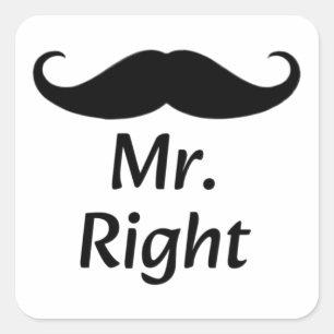 Sticker Carré Monsieur la Moustache Idéale pour un Couple Amoure