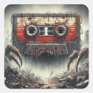 Sticker Carré Monstre Cassette