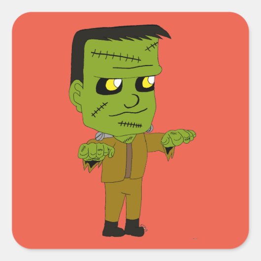 Sticker Carré monstre chibi (Devant)