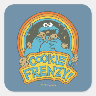 Sticker Carré Monstre de cookies vintages Cookie Frenzy