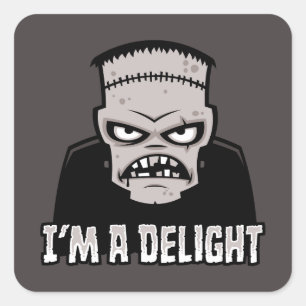 Sticker Carré Monstre de Frankenstein Délicieusement Grincheux