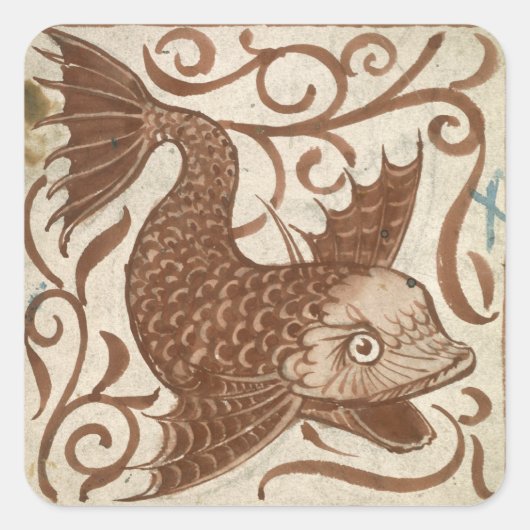 Sticker Carré Monstre de mer (avec papier) (Devant)