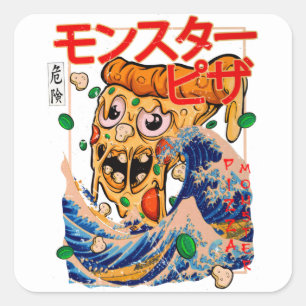 Sticker Carré Monstre de pizza géante à Kanagawa