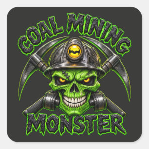 STICKER CARRÉ MONSTRE DES MINES DE CHARBON