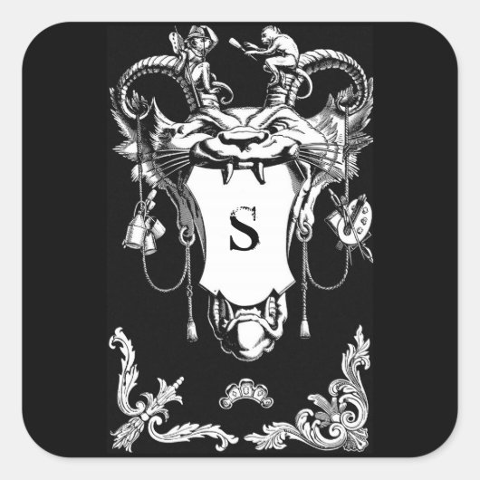 Sticker Carré Monstre gothique décoration architecturale antique (Devant)