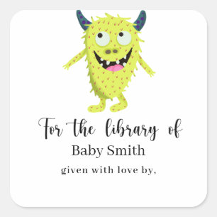 Sticker Carré Monstre jaune - Bibliothèque de Baby showers