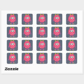 Sticker Carré Monstre rose Cute Retro (Feuille)