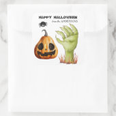 Sticker Carré Monstre vert main Jack o' Lanterne (Sac)