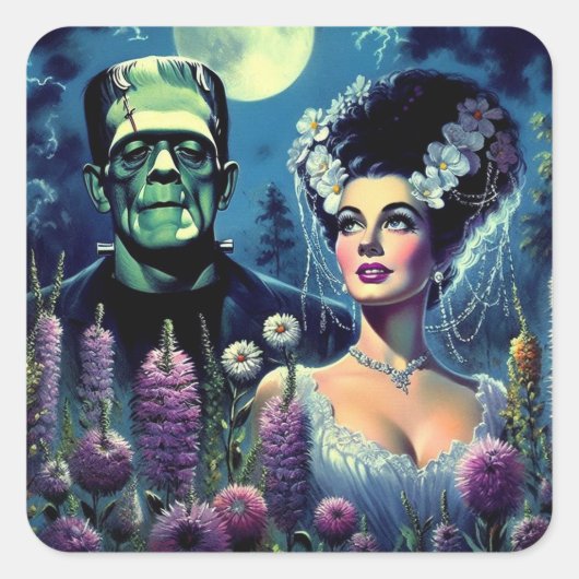 Sticker Carré Monstres sur la Lune (Devant)