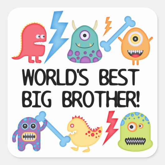 Sticker Carré Monstres World Meilleur Big Brother (Devant)