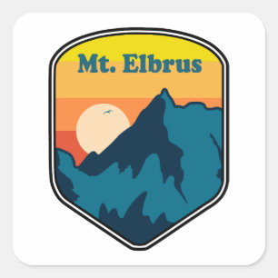Sticker Carré Mont Elbrus Russie Lever du soleil