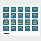 Sticker Carré Mont Sill California Retro Turquoise (Feuille)