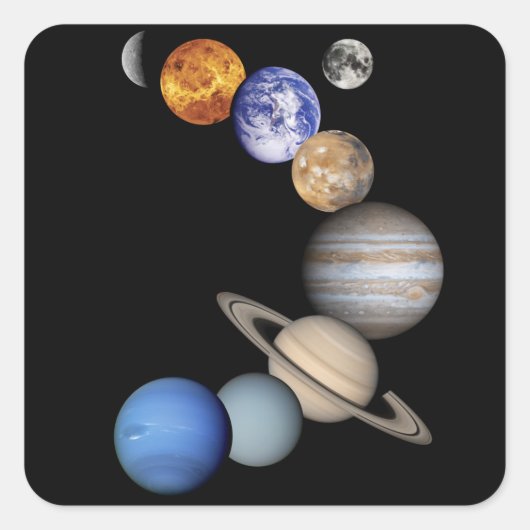 Sticker Carré Montage du système solaire (Devant)