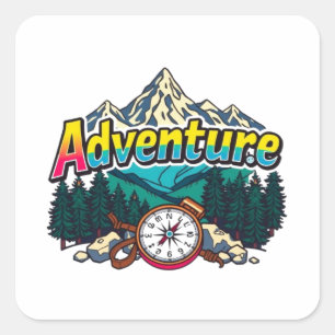Sticker Carré Montagne d'aventure – Conception de randonnée en p